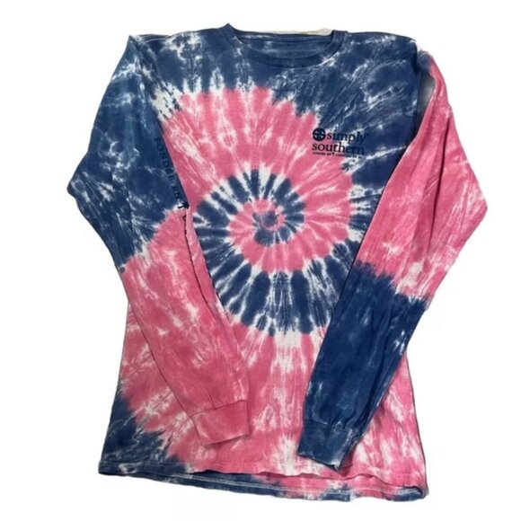 Womens Simply Southern Turtle Pink Blue Tie Dye Shirt Cotton Sz S Collection - Picture 1 of 6
